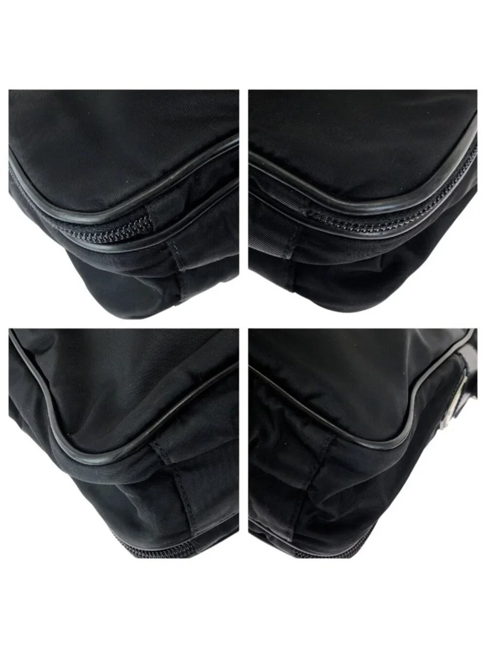 Prada Tessuto Saffiano 2-Way Black Silver Nylon Leather Business